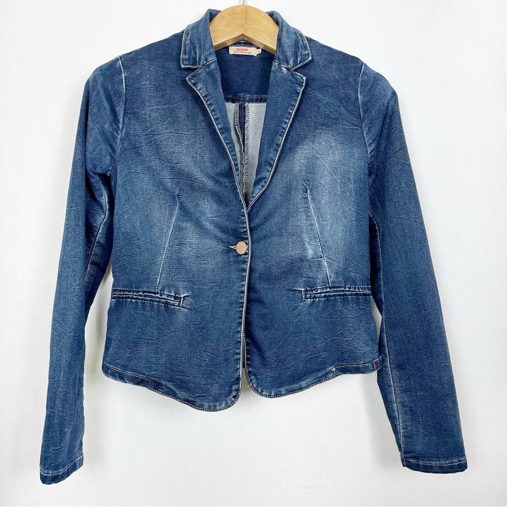 Women's‎ Classic Blue Denim Jacket Blazer Size Small - Picture 2 of 13